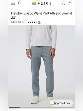 Vuori Fletcher Elastic Waist Slim Fit Pants - Dusty Blue